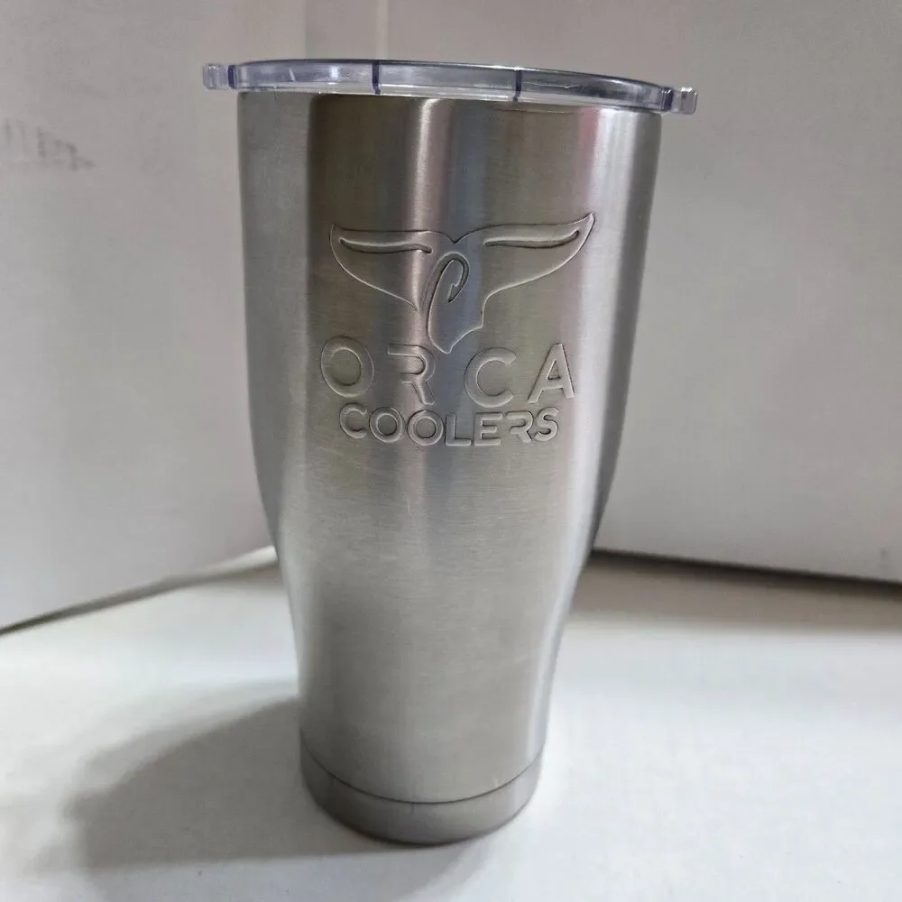 ORCA Chaser 27 oz Stainless Steel Insulated Tumbler with Transparent Lid Silver